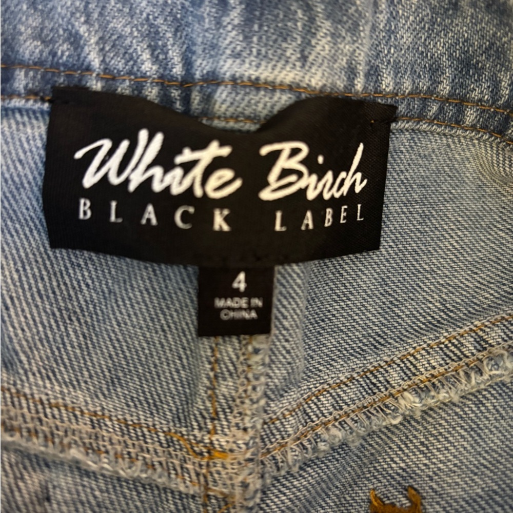 white birch Light Wash Denim Wide Leg Jeans with Patchwork - Picture 4 of 6